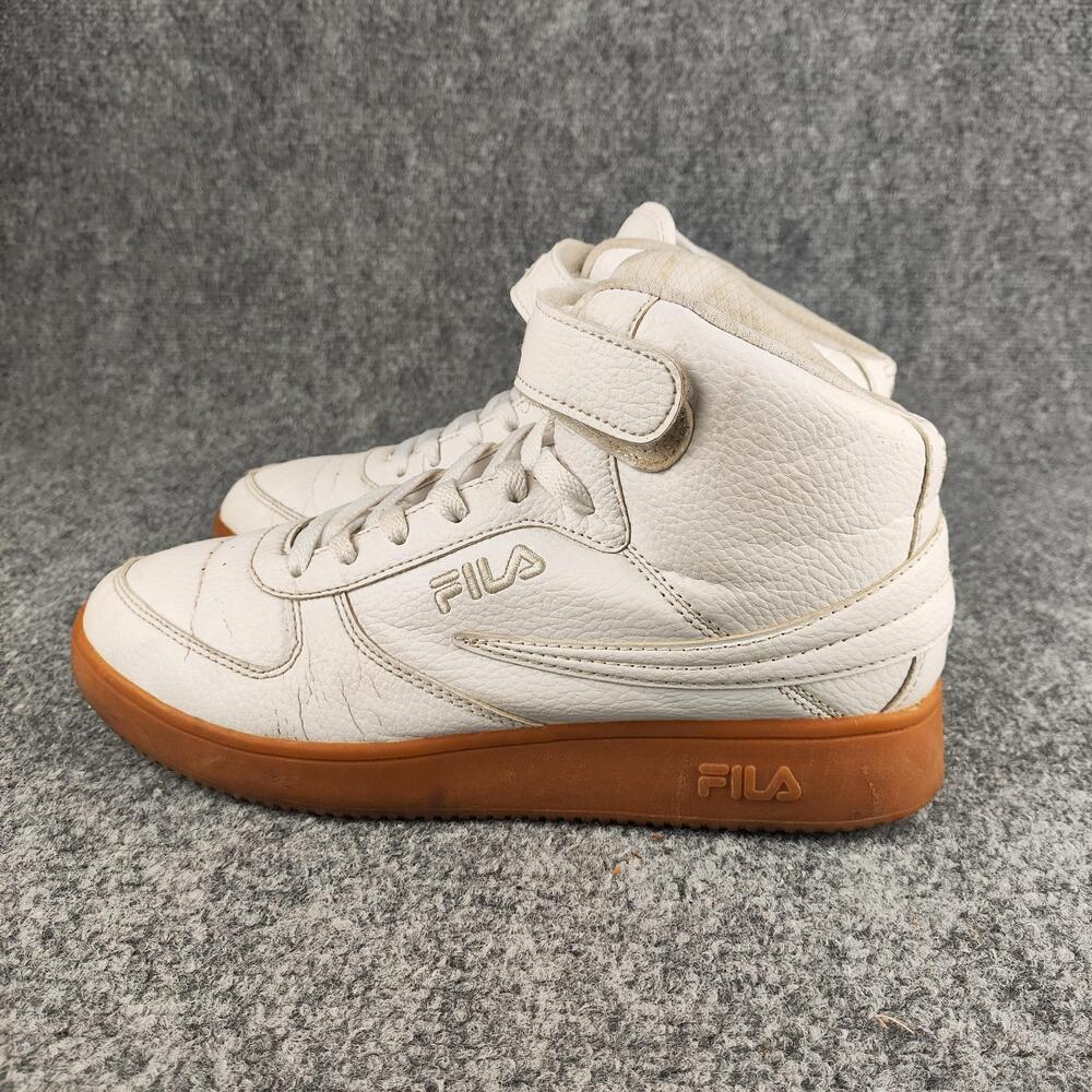 Fila Shoes Mens Size 8.5 White High Top Strap Sneakers Gum Sole Athletic BM0176